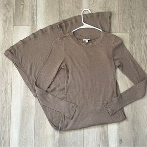 James Perse Dress ribbed long sleeve bodycon midi womens Tan (medium) classic